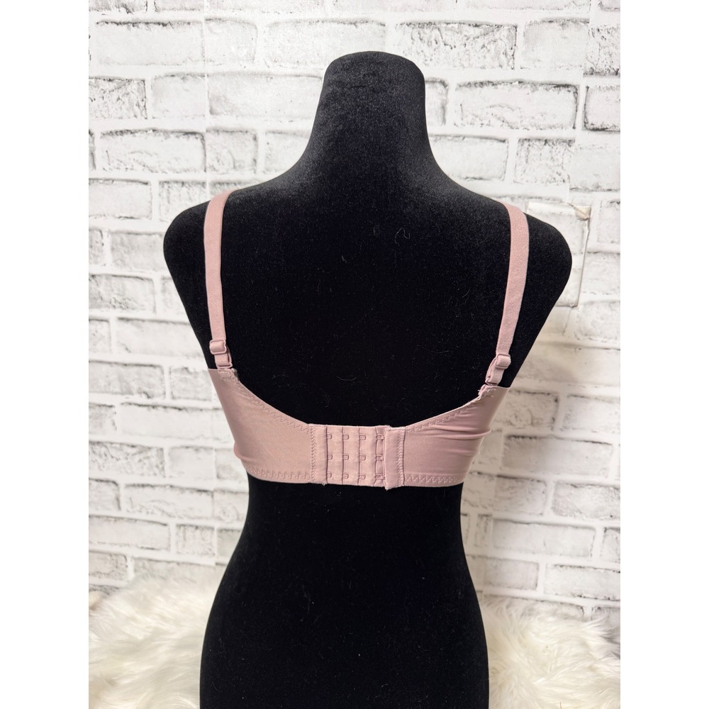 Wireless Floral Lace Bra Dusty Rose Beige Lightly Padded Adjustable Straps - Picture 3 of 8
